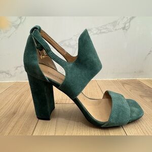 Banana Republic Green Suede Block Heel Sandals